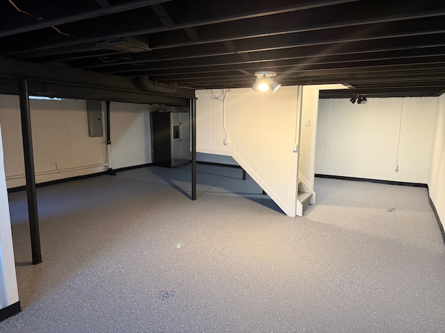 finished below grade area with electric panel