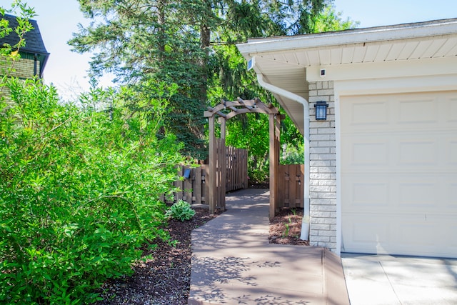 garage with fence