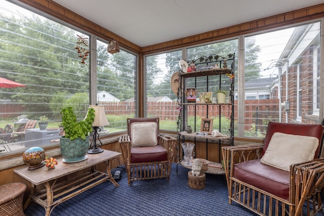 sunroom featuring carpet and healthy amount of natural light
