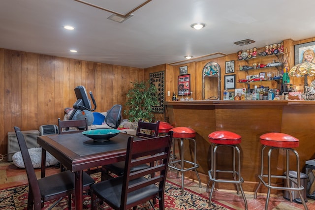 indoor dry bar with wooden walls