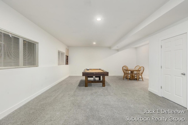 12840 Ridgedale Dr, Allendale, MI 49401 - game room featuring carpet, recessed lighting, baseboards, and billiards table