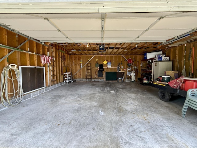 garage with a garage door opener