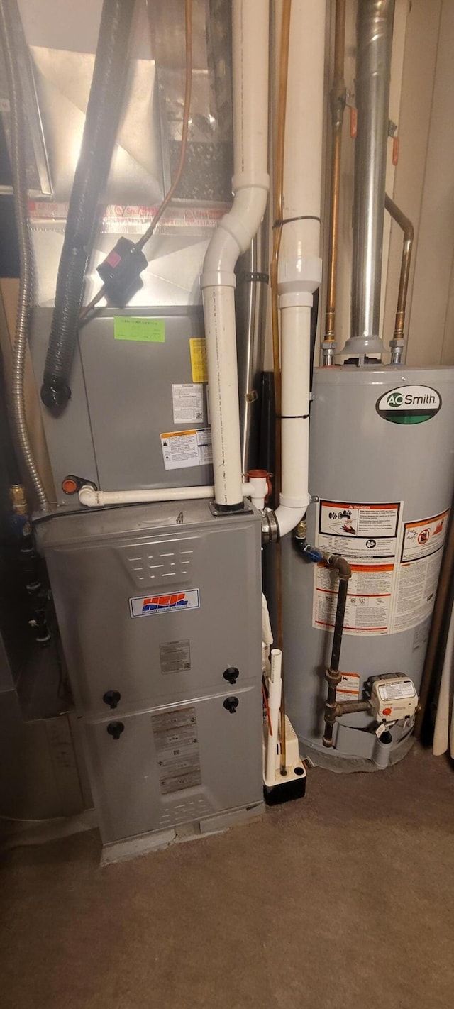 4131 W Meisenheimer Rd, Ludington, MI 49431 - utility room with gas water heater and heating unit