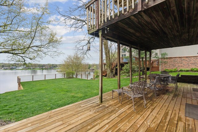 9669 Norman Rd, Clarkston, MI 48348 - deck with a water view and stairs