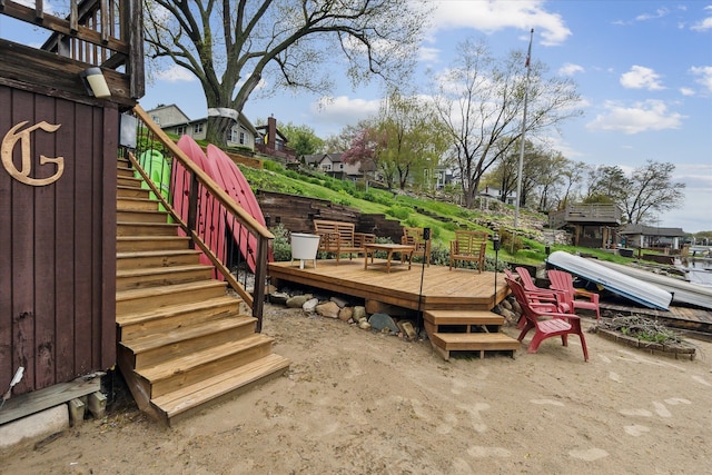 9669 Norman Rd, Clarkston, MI 48348 - wooden terrace featuring stairs and a residential view