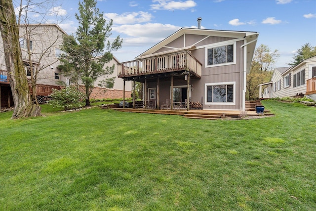 9669 Norman Rd, Clarkston, MI 48348 - back of property featuring a deck and a lawn