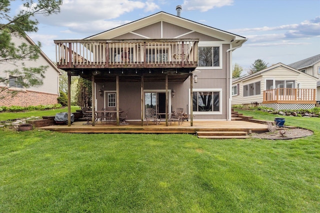 9669 Norman Rd, Clarkston, MI 48348 - back of house featuring a deck and a lawn