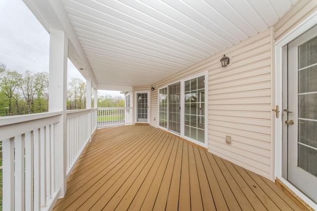wooden deck with covered porch
