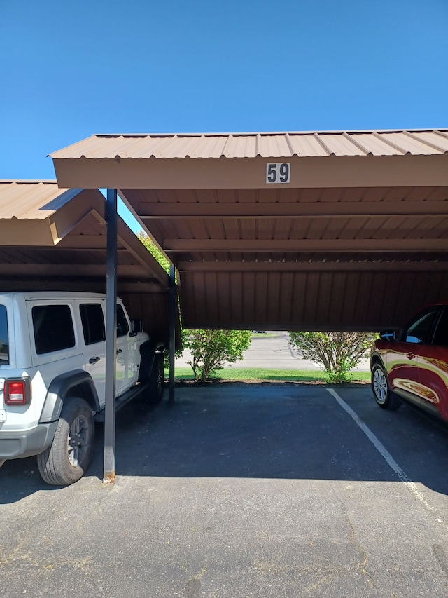 view of covered parking lot