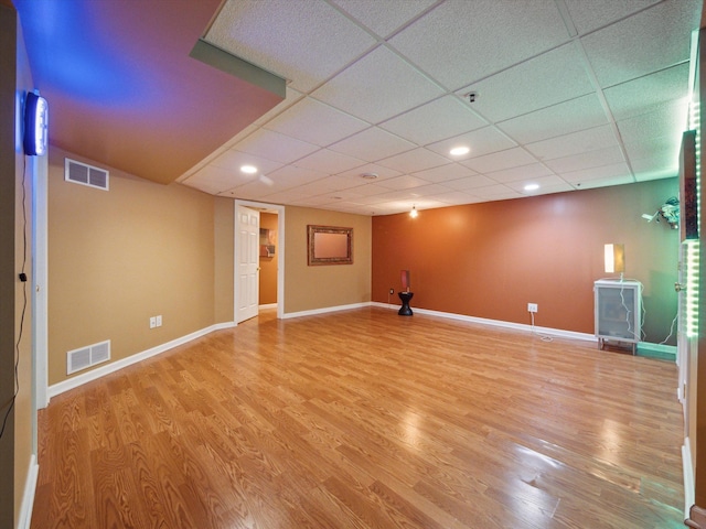 49559 Donovan Blvd, Plymouth, MI 48170 - finished below grade area with light wood-style floors, baseboards, recessed lighting, and a drop ceiling