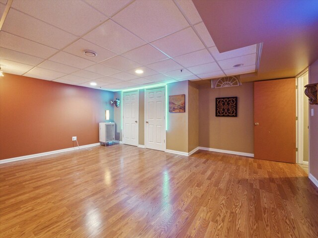 49559 Donovan Blvd, Plymouth, MI 48170 - finished basement with light wood-type flooring, a drop ceiling, baseboards, and recessed lighting