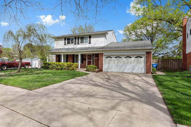 29458 Walker Dr, Warren, MI 48092 - traditional-style home featuring brick siding, a garage, driveway, and covered porch