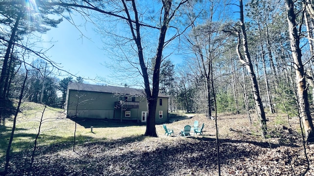 view of yard with a wooden deck