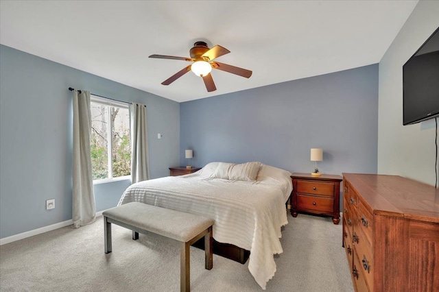 4661 Christopher Pines Dr, Clarkston, MI 48346 - bedroom with light carpet, baseboards, and ceiling fan