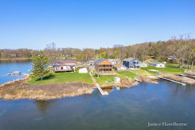 view of subject property featuring a large body of water