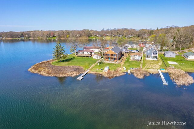 aerial view of a nearby body of water