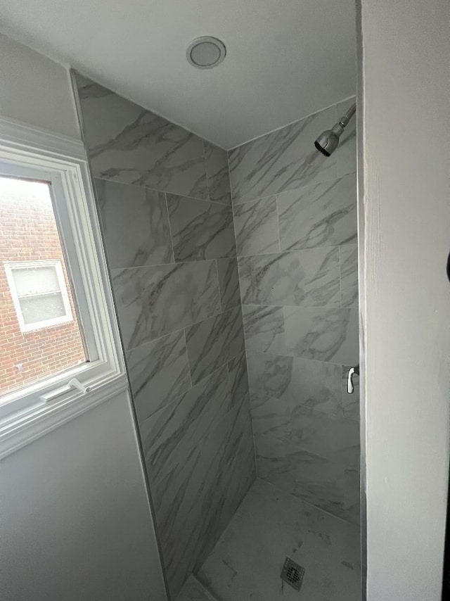 bathroom with a stall shower