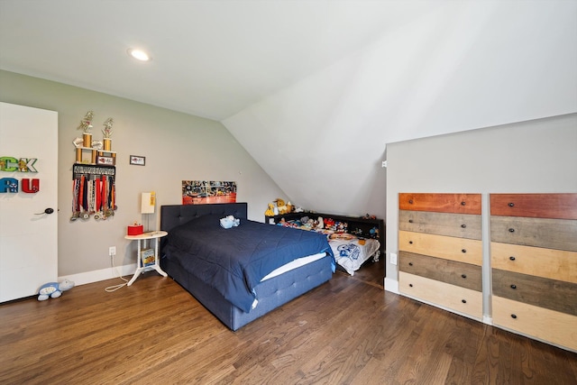 6481 Wardell, West Bloomfield, MI 48324 - bedroom featuring wood finished floors, vaulted ceiling, baseboards, and recessed lighting