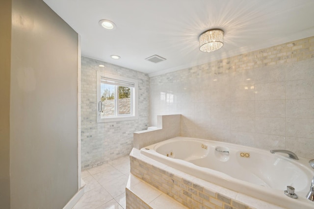 6481 Wardell, West Bloomfield, MI 48324 - full bathroom featuring tile walls and a whirlpool tub