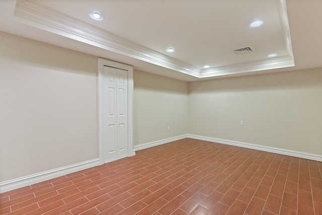 5215 Deer Run Cir, Orchard Lake, MI 48323 - finished basement with crown molding, baseboards, recessed lighting, and wood finished floors