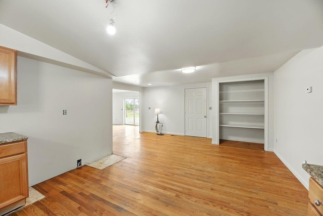 15105 Carpenter Rd, Three Oaks, MI 49128 - interior space with light wood-style floors, vaulted ceiling, and built in features