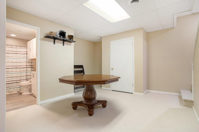 10420 Roger St, Portage, MI 49002 - dining room with carpet floors, baseboards, and a drop ceiling