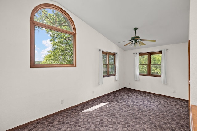 5657 Harding Ave, Muskegon, MI 49442 - carpeted empty room with vaulted ceiling and ceiling fan