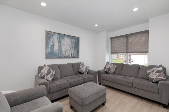 living room featuring recessed lighting