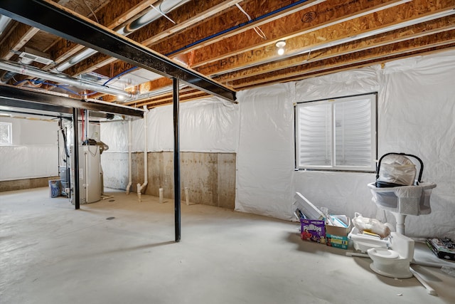 unfinished below grade area with water heater