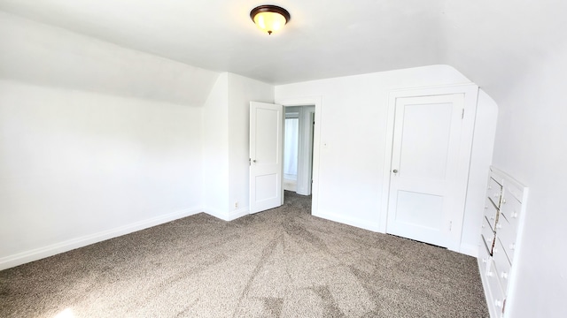 additional living space featuring carpet flooring, baseboards, and lofted ceiling