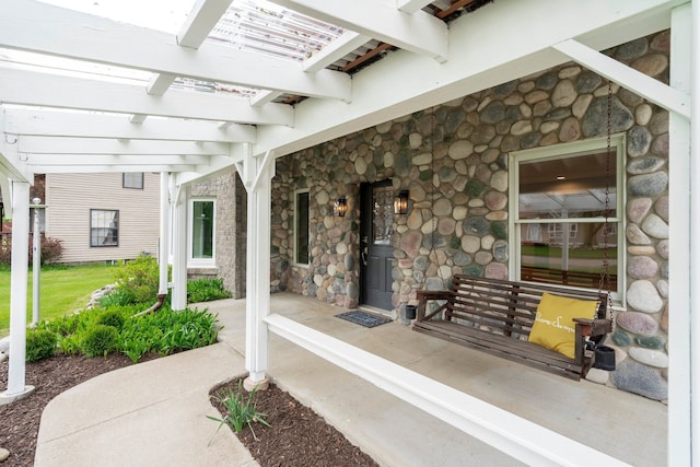 3246 Millwall Ave, Keego Harbor, MI 48320 - view of patio / terrace with a porch and a pergola