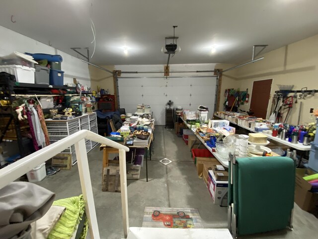 garage with a garage door opener