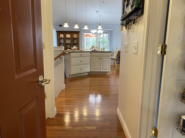 hall with wood-type flooring