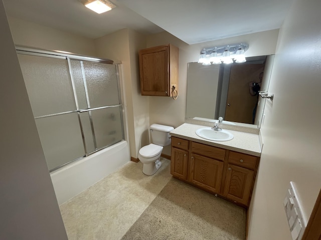 1712 Lisa Dr SW, Byron Center, MI 49315 - bathroom featuring toilet, vanity, enclosed tub / shower combo, and baseboards