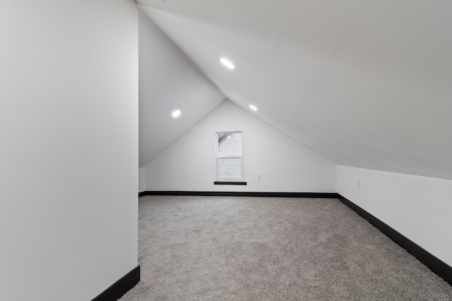 19178 Sherwood St, Detroit, MI 48234 - additional living space featuring carpet floors, vaulted ceiling, baseboards, and recessed lighting