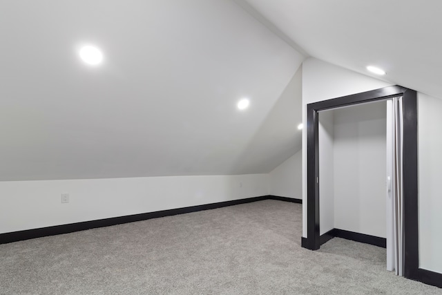 19178 Sherwood St, Detroit, MI 48234 - additional living space with lofted ceiling, carpet floors, baseboards, and recessed lighting