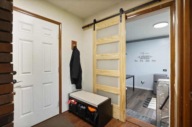 932 E Genesee St, Frankenmuth, MI 48734 - mudroom with a barn door and dark wood finished floors