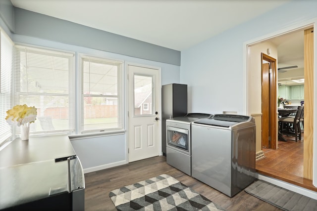 932 E Genesee St, Frankenmuth, MI 48734 - washroom with washer and dryer, dark wood-type flooring, and plenty of natural light