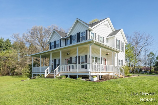 2445 Honey Creek Ave NE, Ada, MI 49301 - farmhouse inspired home featuring covered porch and a front lawn