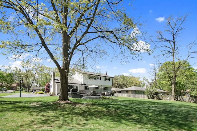 view of yard featuring a deck