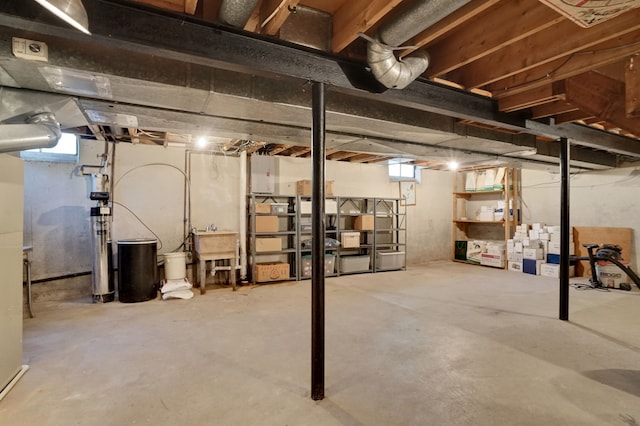 basement featuring a sink