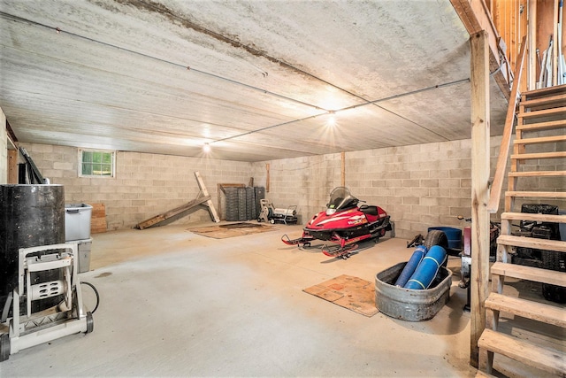 10780 S 29th Rd, Cadillac, MI 49601 - below grade area with concrete block wall and stairs