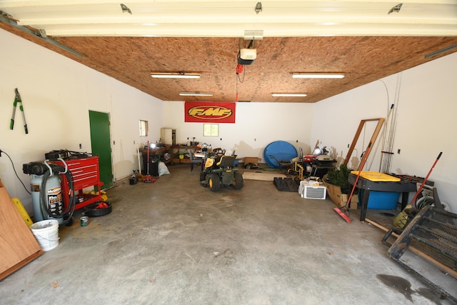 garage with a garage door opener
