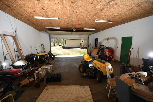 garage with a garage door opener