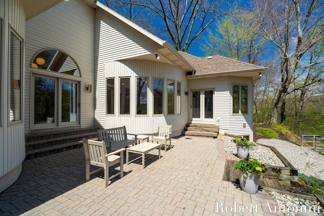 view of patio featuring entry steps