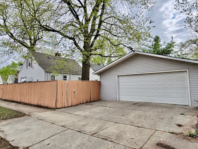 detached garage with fence