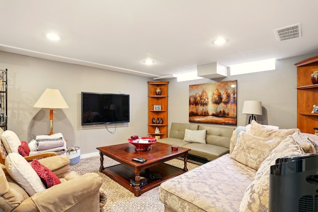 1438 Leafgreen Dr, Troy, MI 48083 - carpeted living area featuring baseboards and recessed lighting