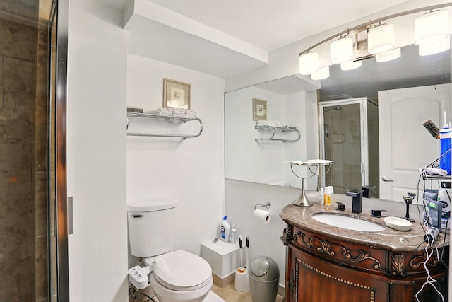 1438 Leafgreen Dr, Troy, MI 48083 - bathroom featuring a stall shower, toilet, and vanity