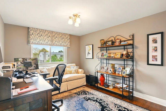 1438 Leafgreen Dr, Troy, MI 48083 - office with baseboards and wood finished floors