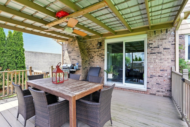 1438 Leafgreen Dr, Troy, MI 48083 - deck featuring a ceiling fan and outdoor dining space